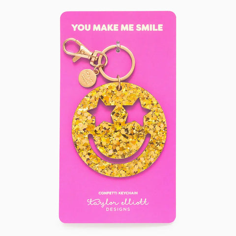 Smiley Starts Confetti Keychain