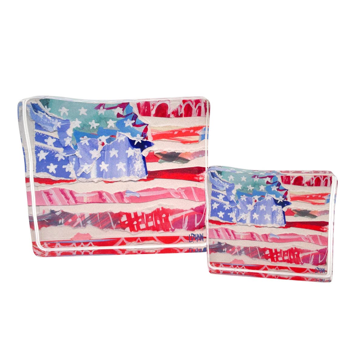 Red Flag, Stars And Stripes Acrylic Block LARGE: Large Acrylic
