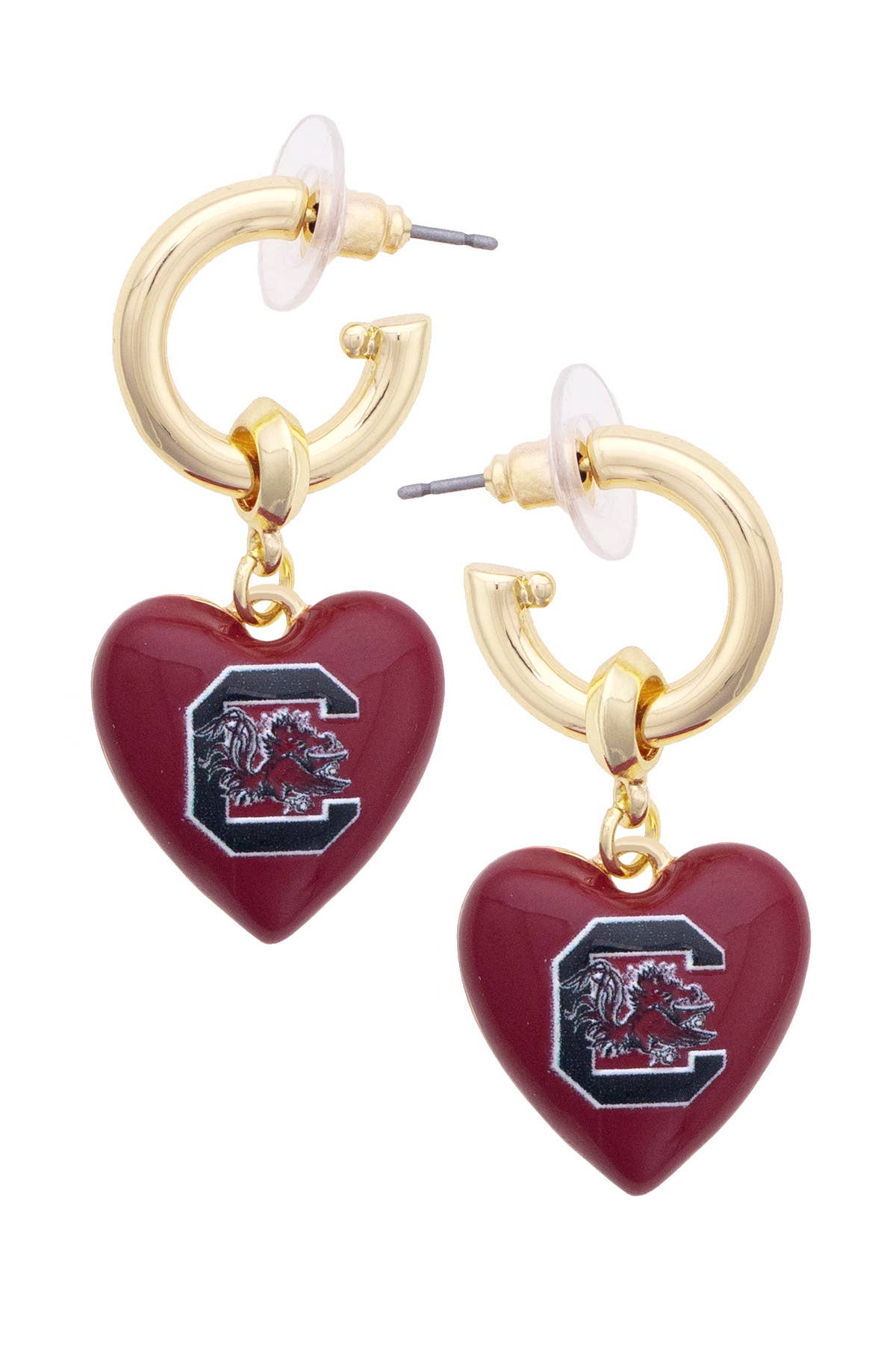 South Carolina Gamecocks Heart Drop Earrings