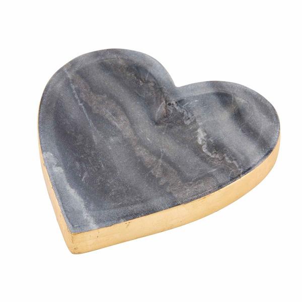 Marble Heart Trinket Dish - Gold Edge