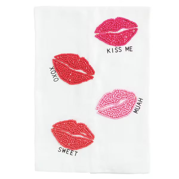 Valentine's Beaded Towel - Lips