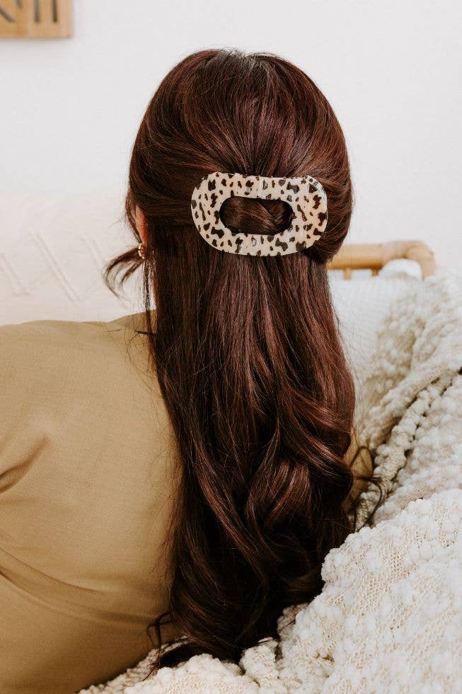 TELETIES - Blonde Tortoise Large Flat Round Clip