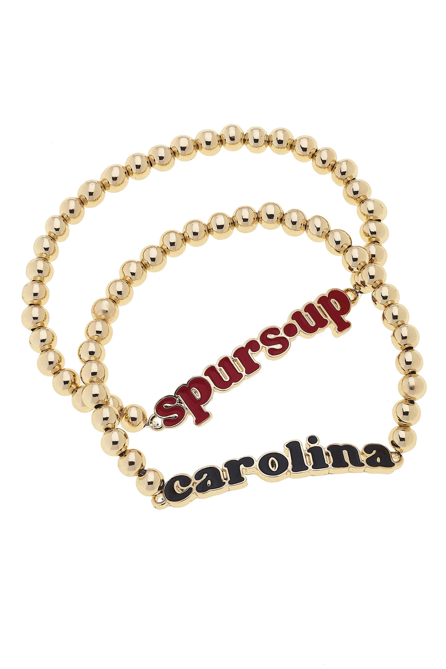 South Carolina Gamecocks Slogan Ball Bead Bracelet Set of 2