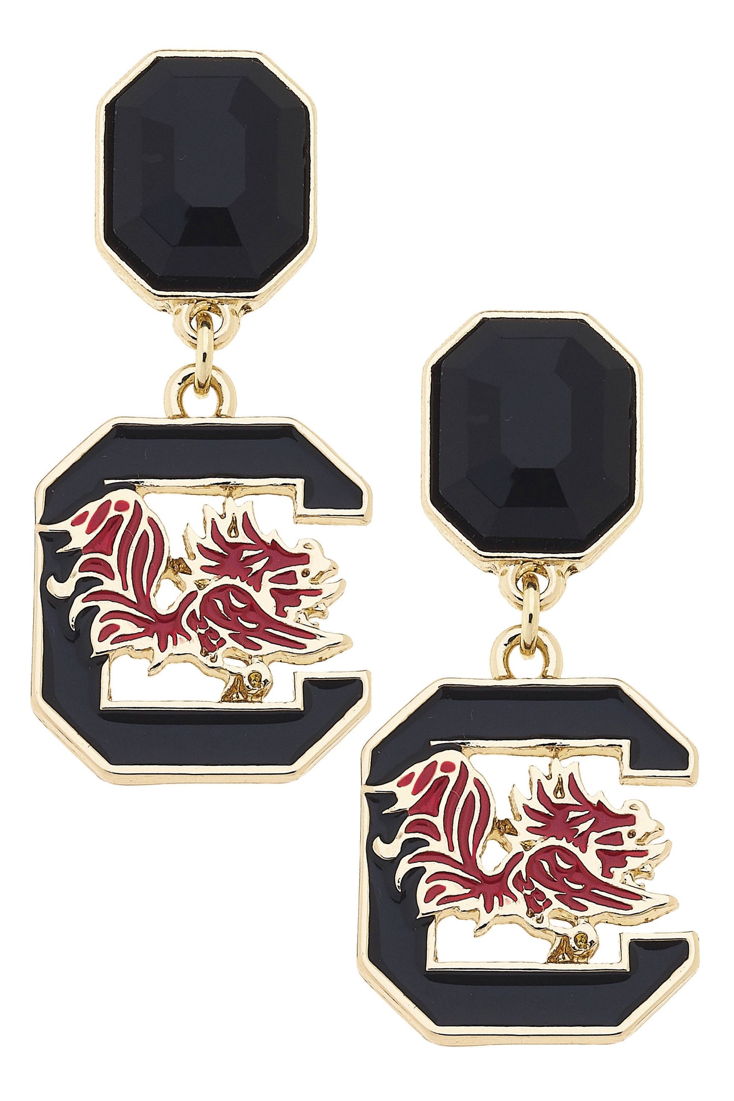 South Carolina Gamecocks Rhinestone Enamel Logo Earrings