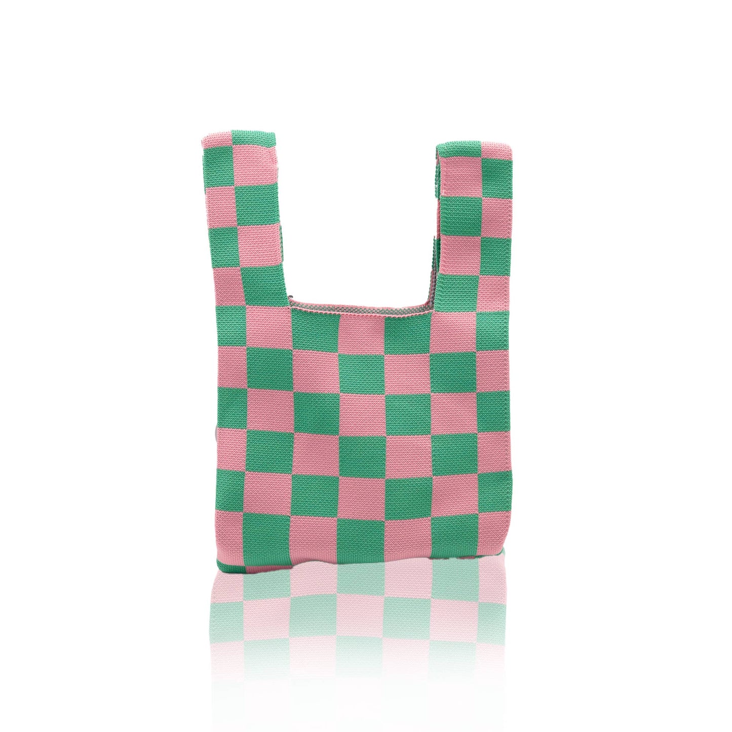 Dainty Tote- Checkers Pink Green