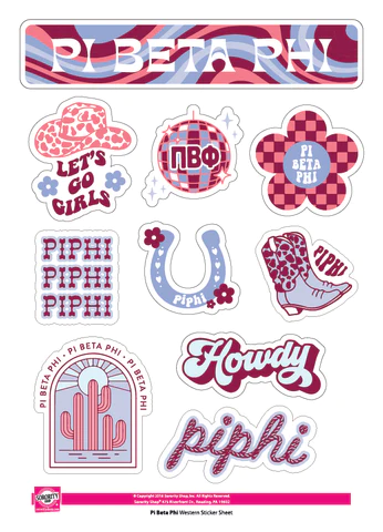 Western Sticker Sheet - Pi Beta Phi