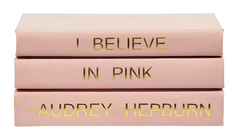I Believe in Pink Leather Book Stack