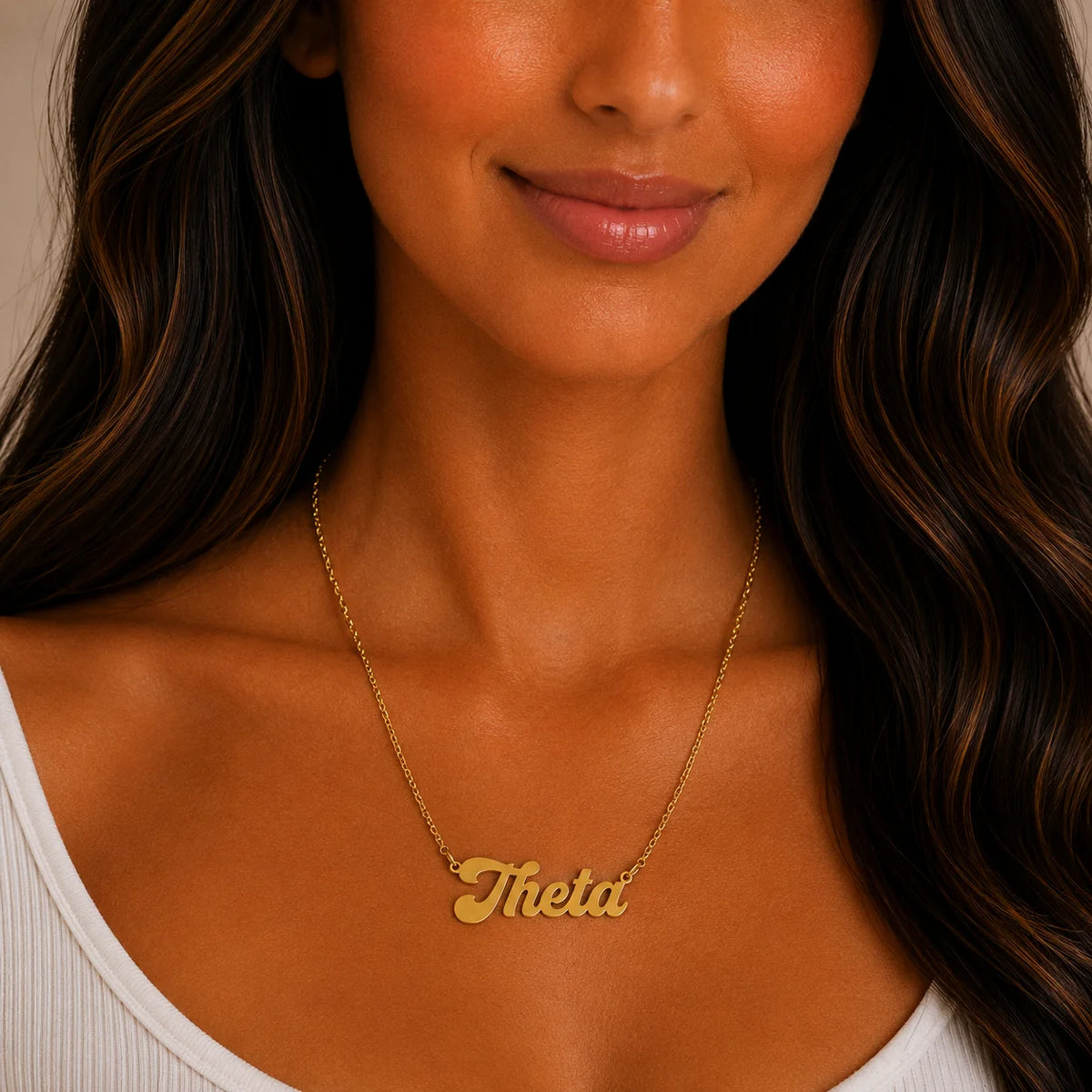Theta Retro Gold Necklace