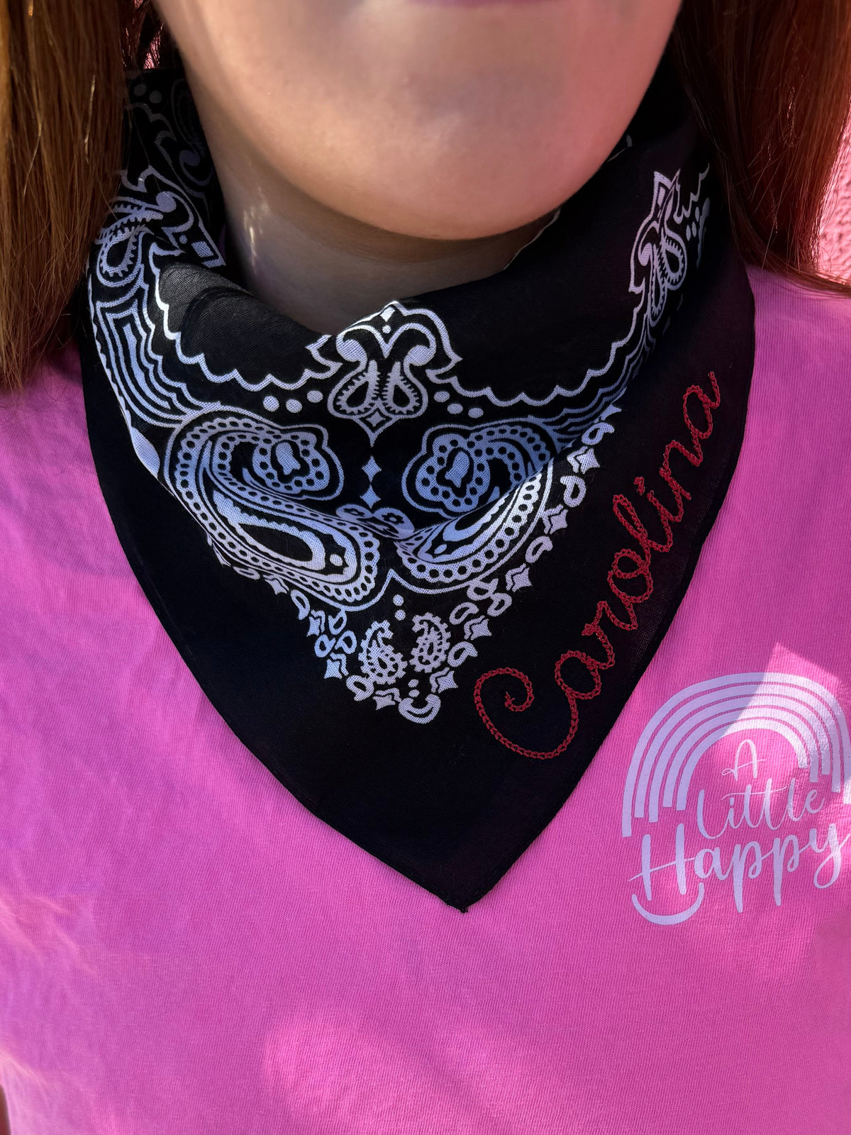 Carolina Embroidered Bandana - Black
