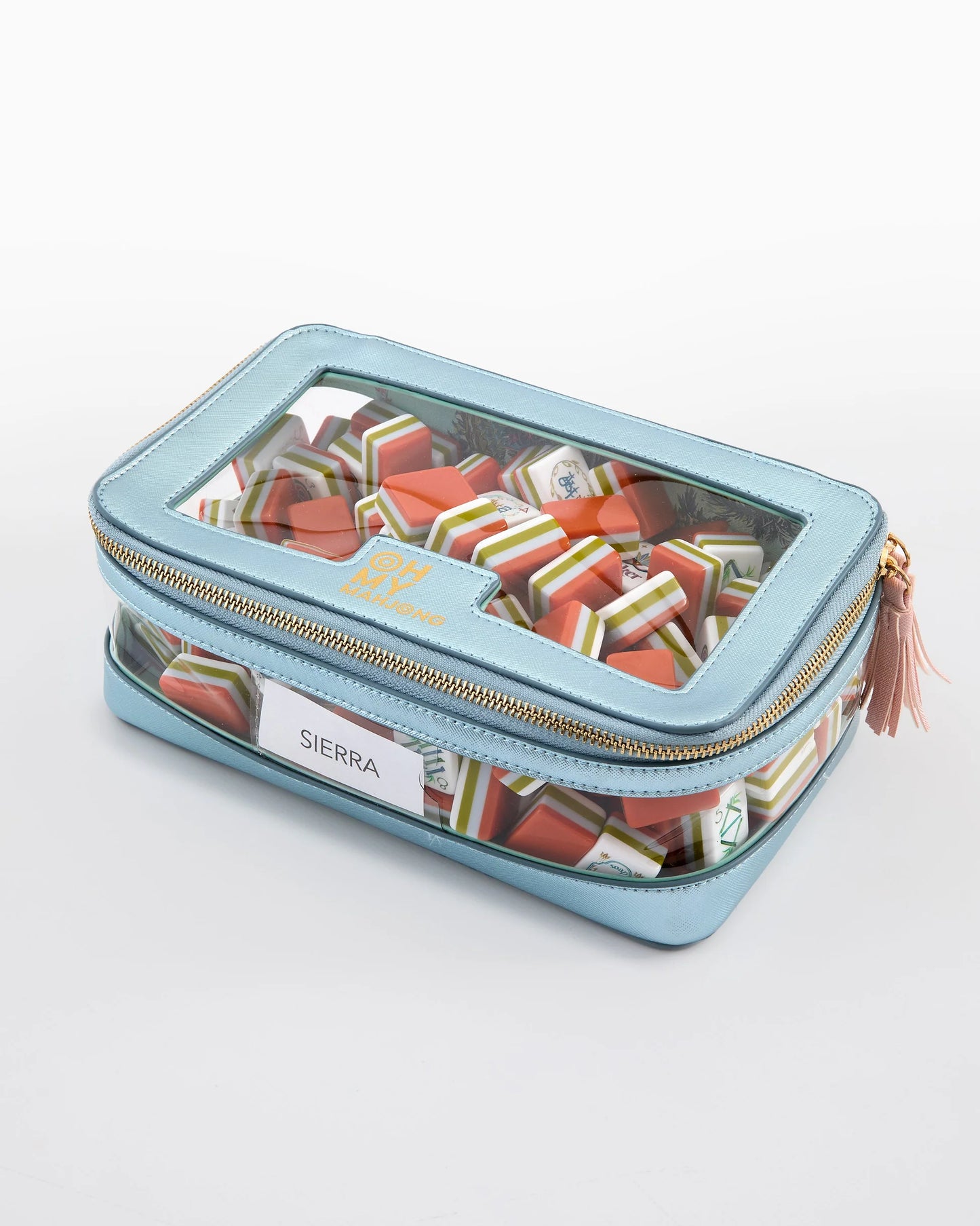 Mahjong Tile Storage Bag - Metallic Light Blue