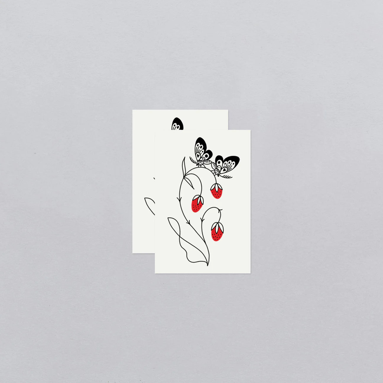 Strawberry Branch Tattoo - Set of 2