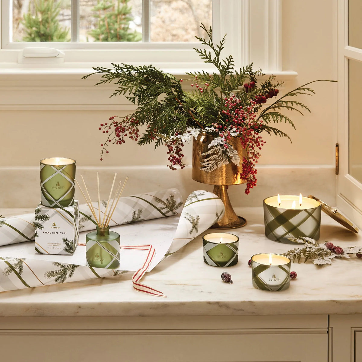 Frasier Fir Frosted Plaid Candle - 6.5oz