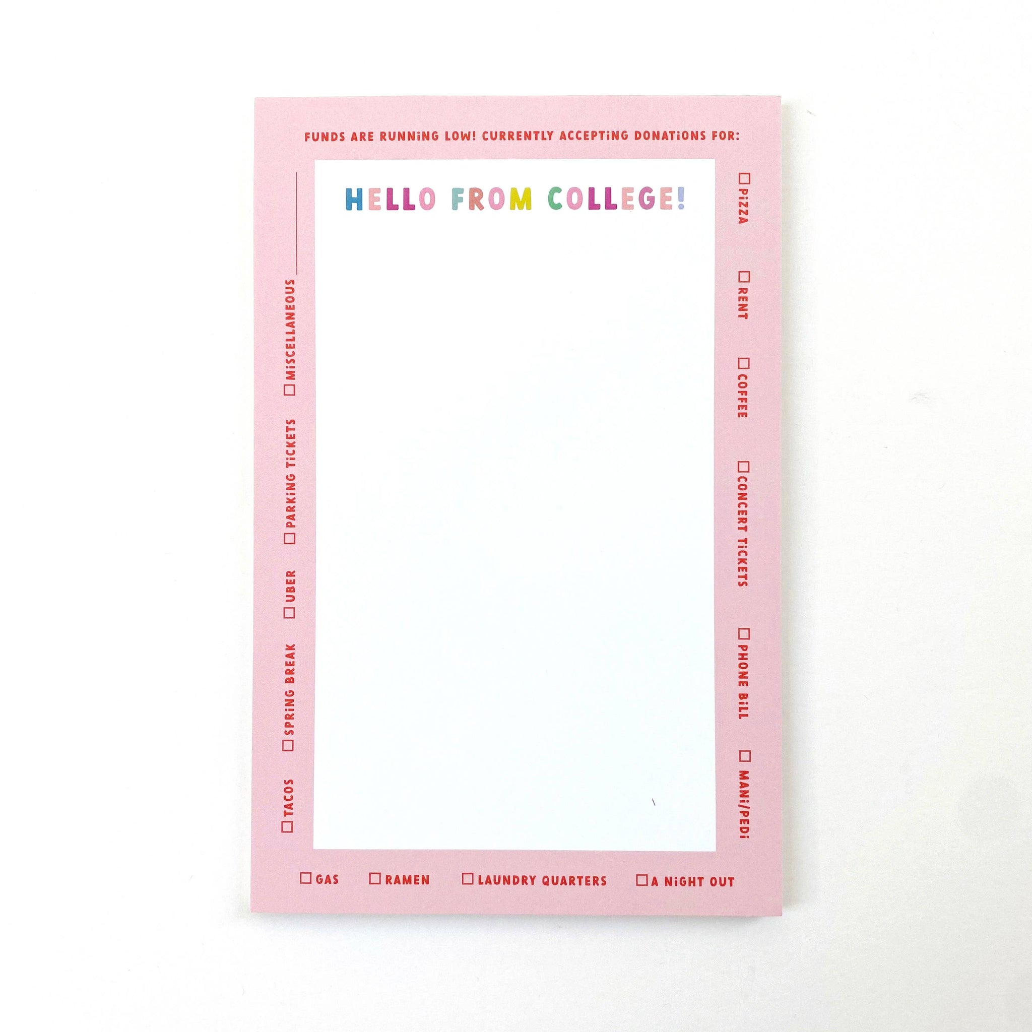 Funds are Running Low! College Notepads