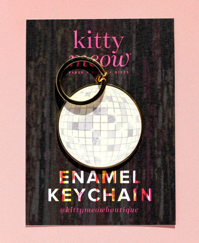 Kitty Meow Boutique - Disco Ball Keychain, Cute Gold Enamel Keychain and Bag Charm