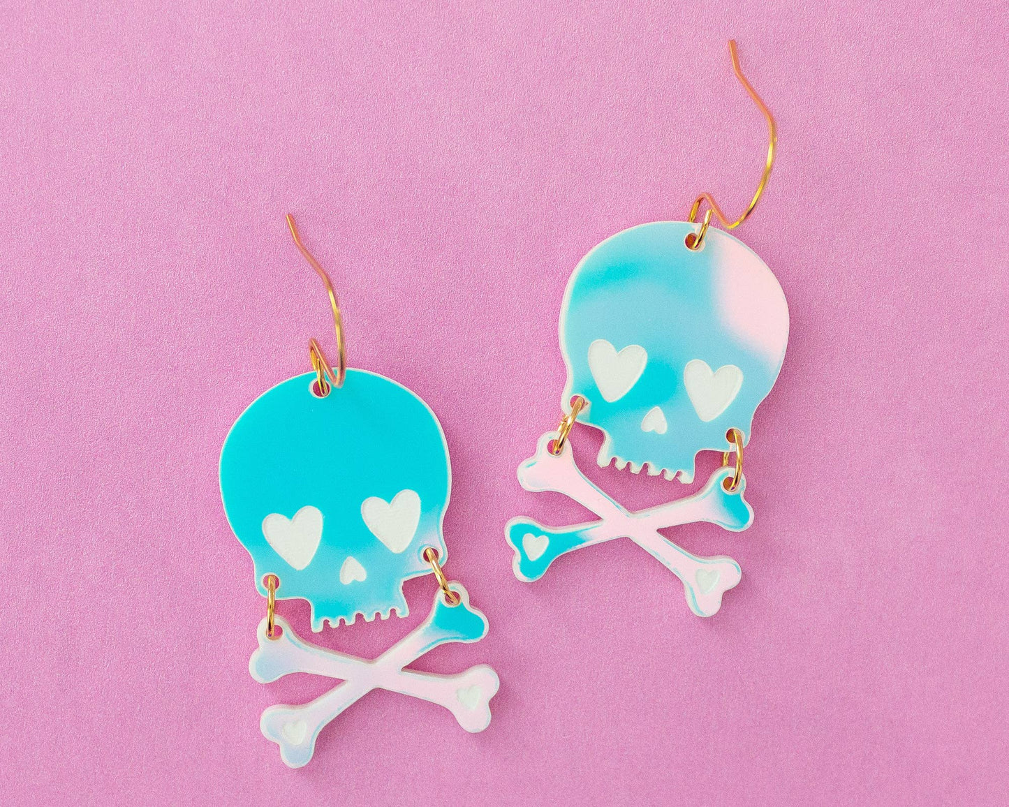 Holographic Skull Halloween Earrings