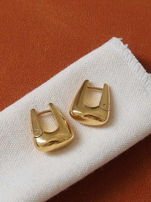 Cadance 18K Gold Non-Tarnish Geometric Hoop Earrings: Yellow Gold