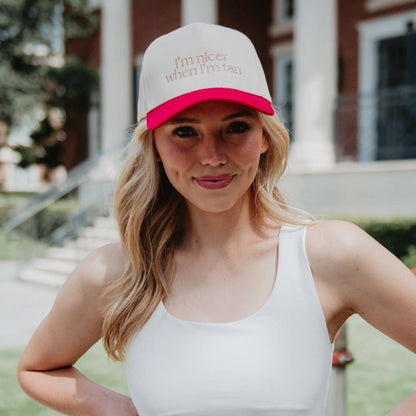 I'm Nicer When I'm Tan Hat - Blue Stripe