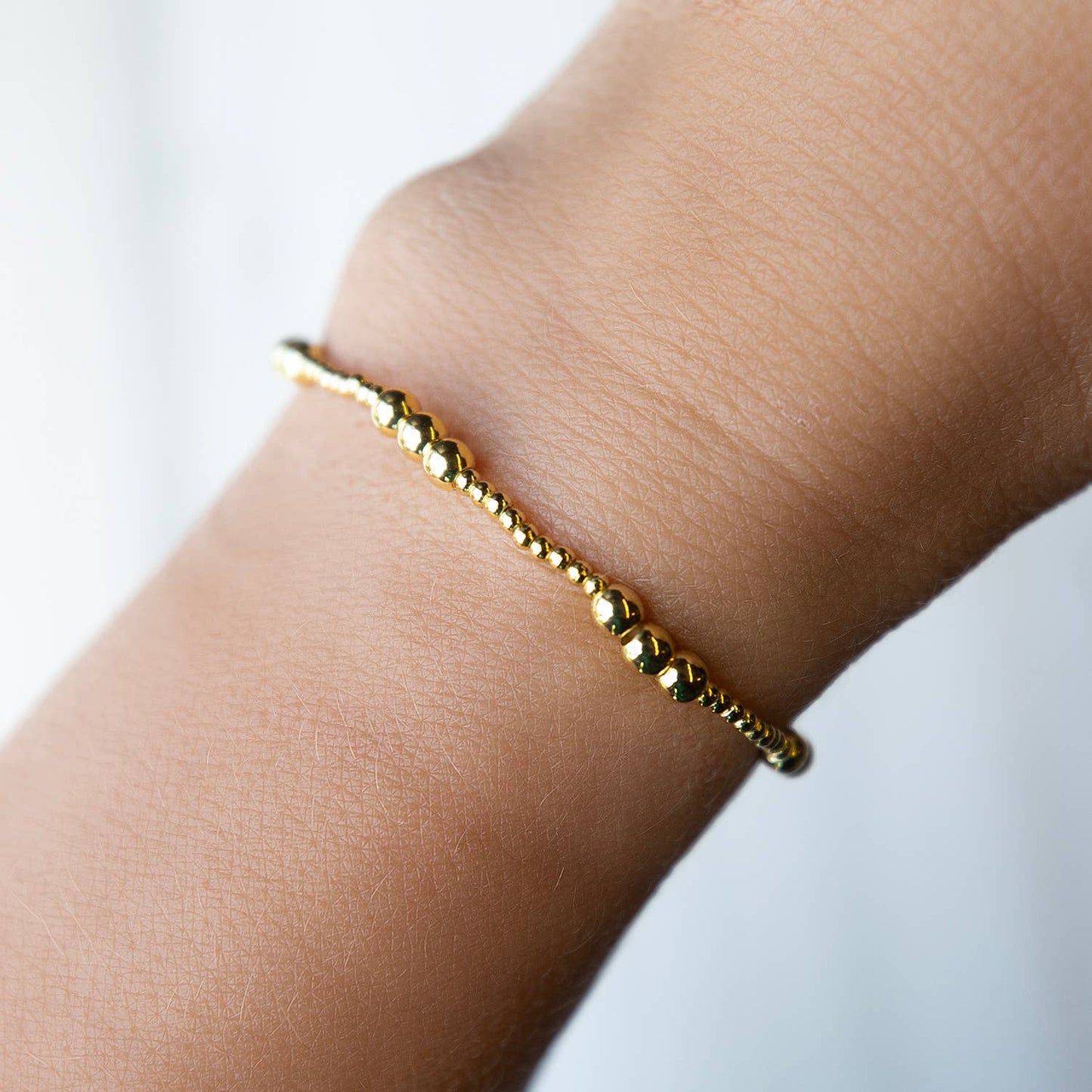Trio Textured Gold Beaded Bracelet