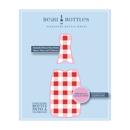 Prosecco Bottle Wrap - Red/White Gingham