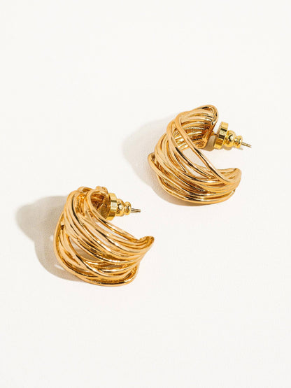 Noemie 18k Gold String C Hoop Huggie Earring