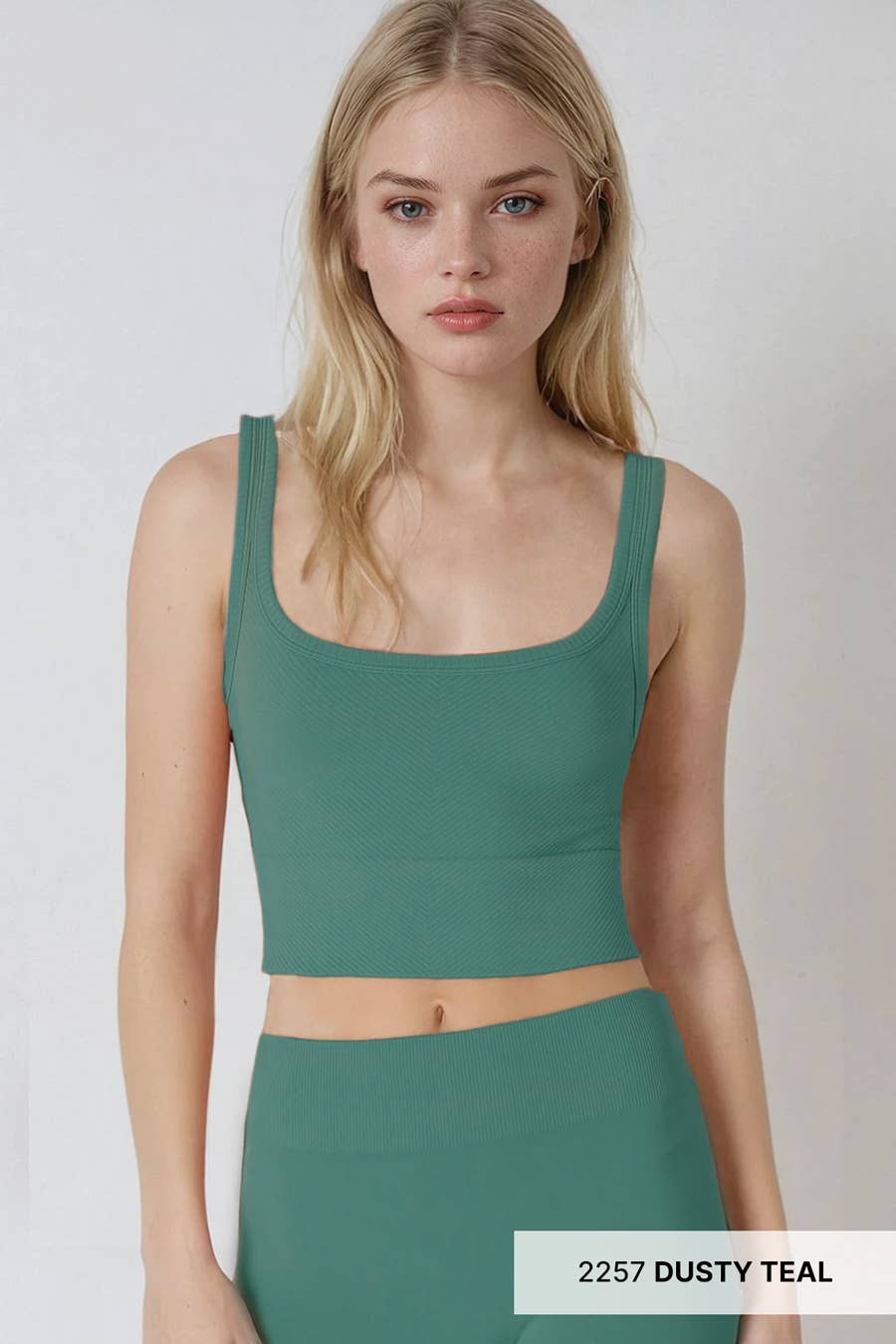 Chevron Ribbed Crop Top: Black