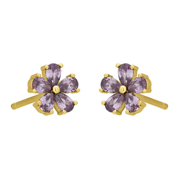 Aqua Flora Studs - Purple