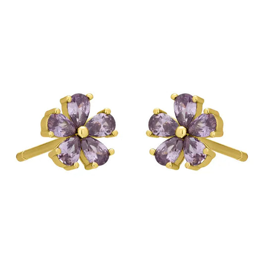 Aqua Flora Studs - Purple