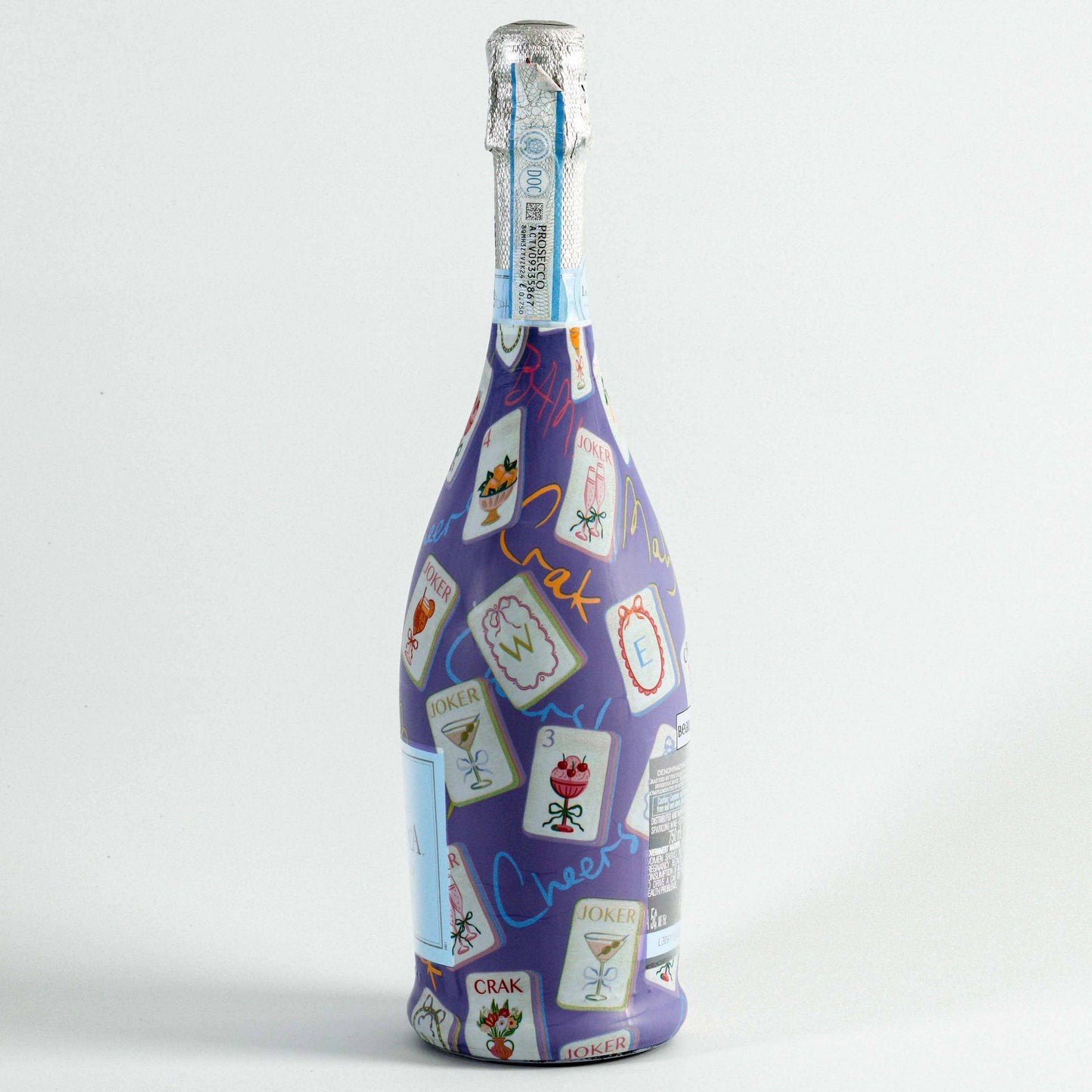 Prosecco Bottle Wrap - Purple Mahjong