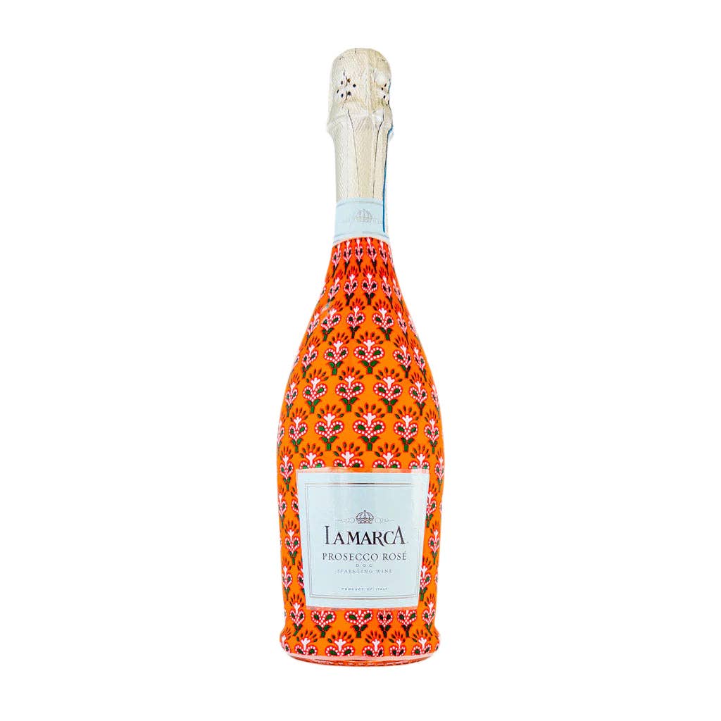 Prosecco Bottle Wrap - Red Leaf Blockprint