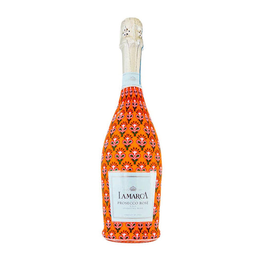 Prosecco Bottle Wrap - Red Leaf Blockprint