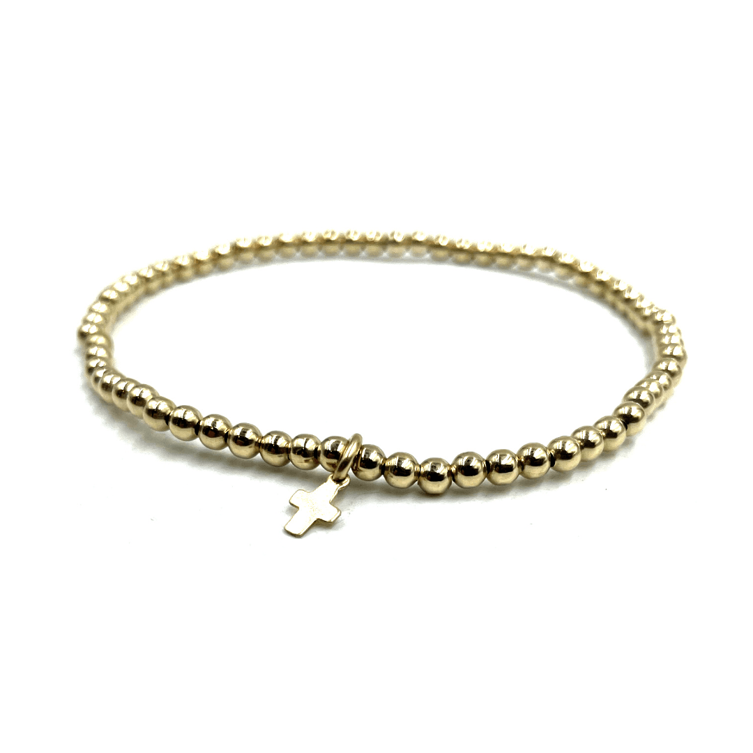 14k GF Bracelet - Karma 3mm + Cross