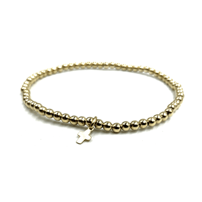 14k GF Bracelet - Karma 3mm + Cross