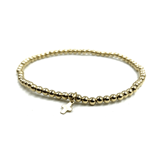 14k GF Bracelet - Karma 3mm + Cross