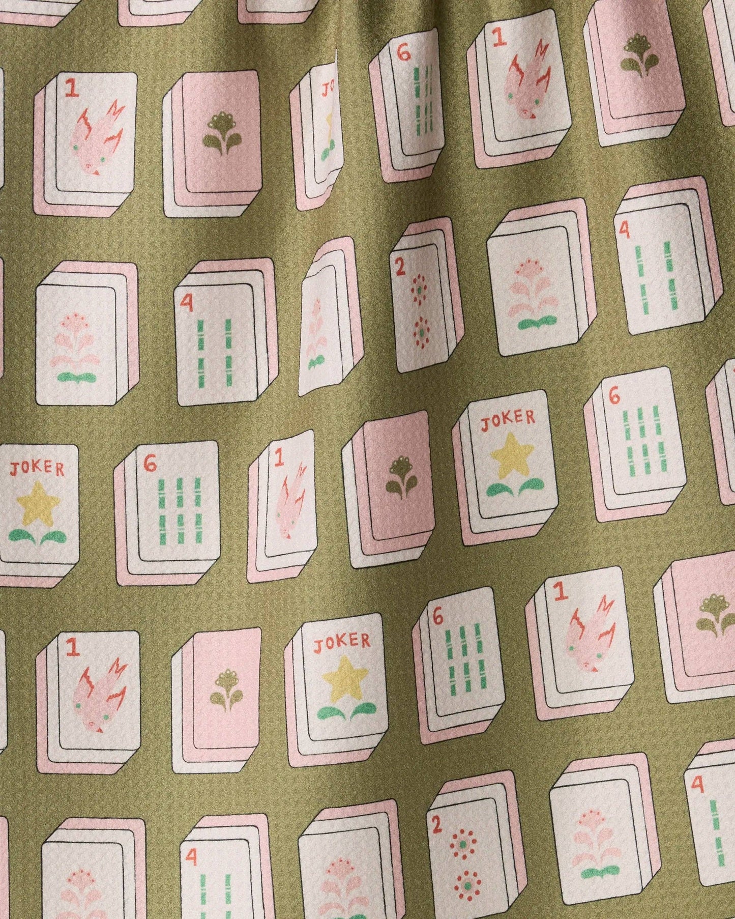 Flower Tiles Tea Towel - Mahjong: Green