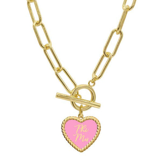 Phi Mu Heart Charm Necklace