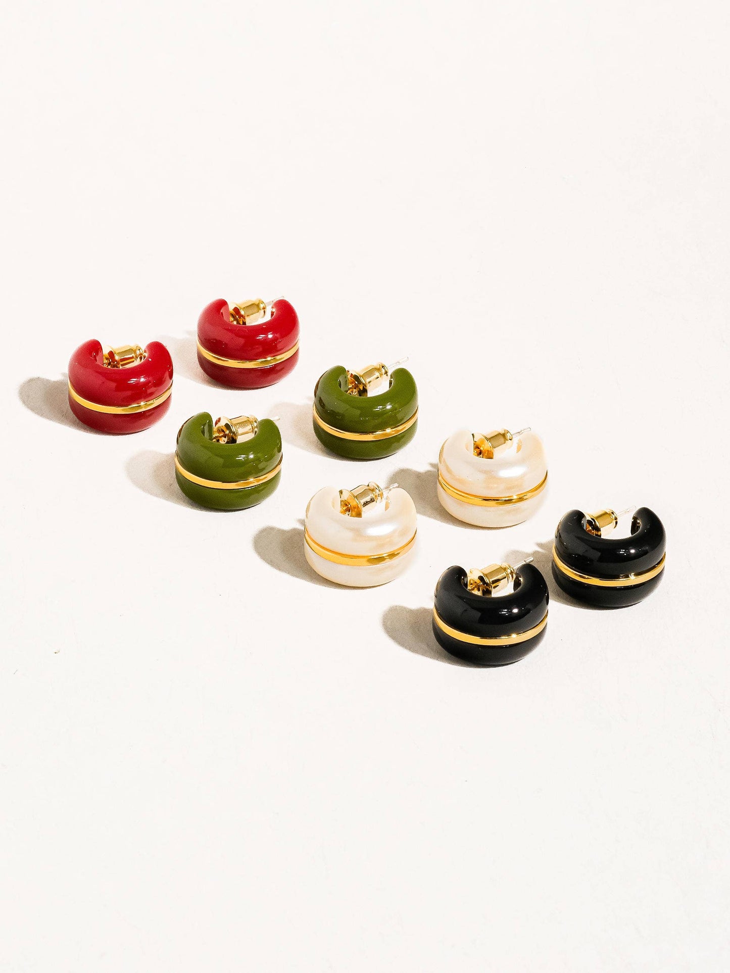 Arlo 18K Gold Small C Hoop Earring: Green
