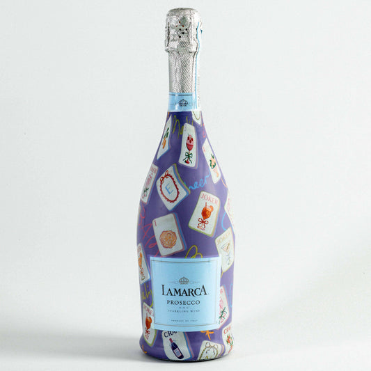 Prosecco Bottle Wrap - Purple Mahjong