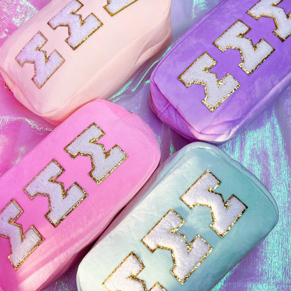 Chenille Cosmetic Bag - Chi Omega