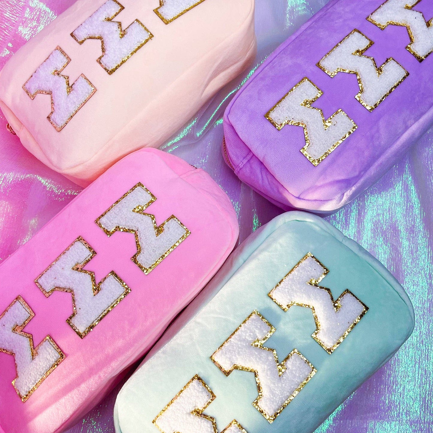 Theta Chenille Cosmetic Bag