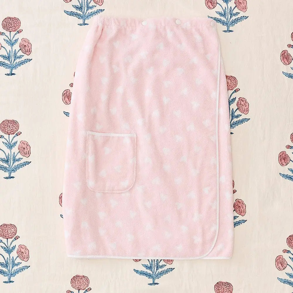 Weezie Towel Wrap - Tossed Pink Hearts