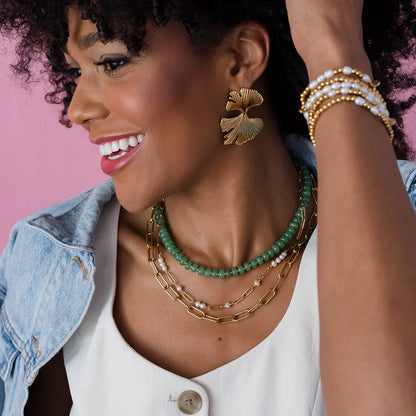Bold Stone Necklace | GREEN JADE