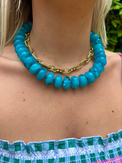 Bailey Chunky Beaded Necklace- Red