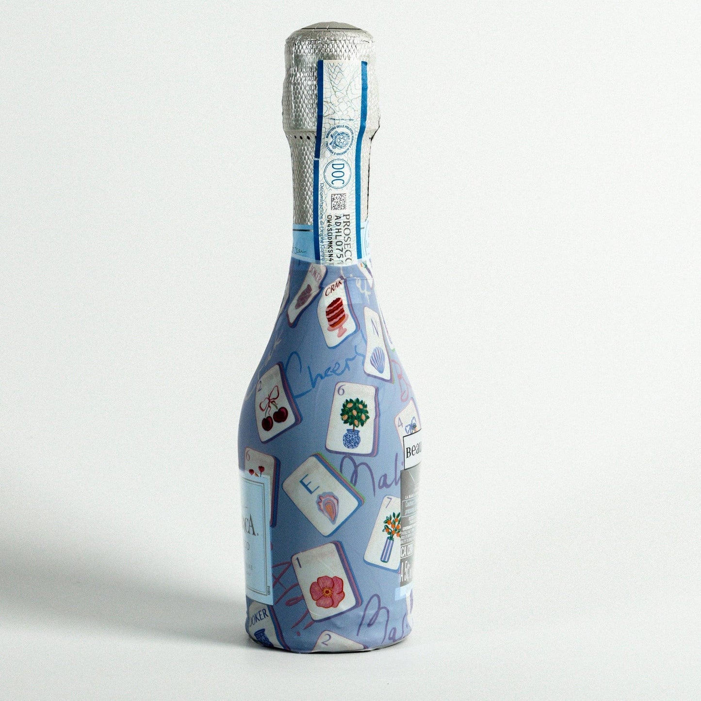 Mini Prosecco Bottle Wrap - Blue Mahjong