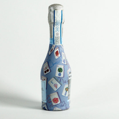 Mini Prosecco Bottle Wrap - Blue Mahjong