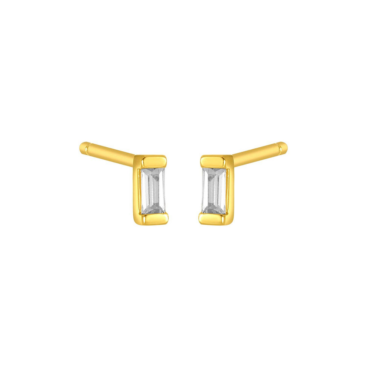 MINIMALIST BAGUETTE STONE ADA STUDS GOLD: GOLD