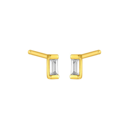 MINIMALIST BAGUETTE STONE ADA STUDS GOLD: GOLD
