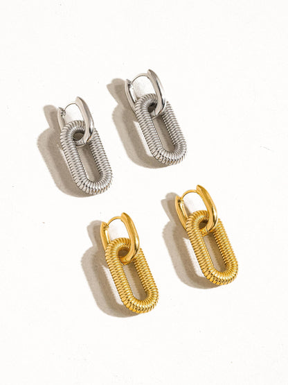 Kate 18K Non-Tarnish Double Chain Hoop Earring: Yellow Gold