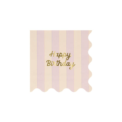 Stripe Happy Birthday Small Napkins