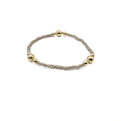 The Nantucket Shimmer Gray & 14k Gold- Filled Beaded Bracelet: 6.5"
