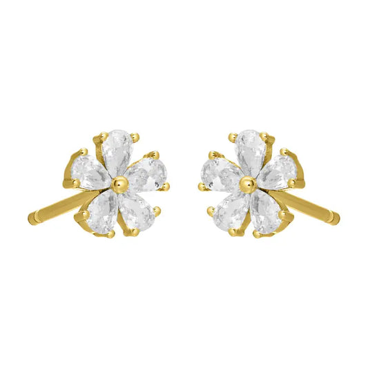 Aqua Flora Studs - Clear